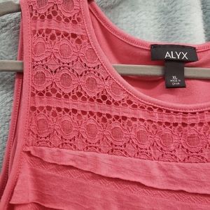 Ruffled Crochet Lace Rose Coral Tunic